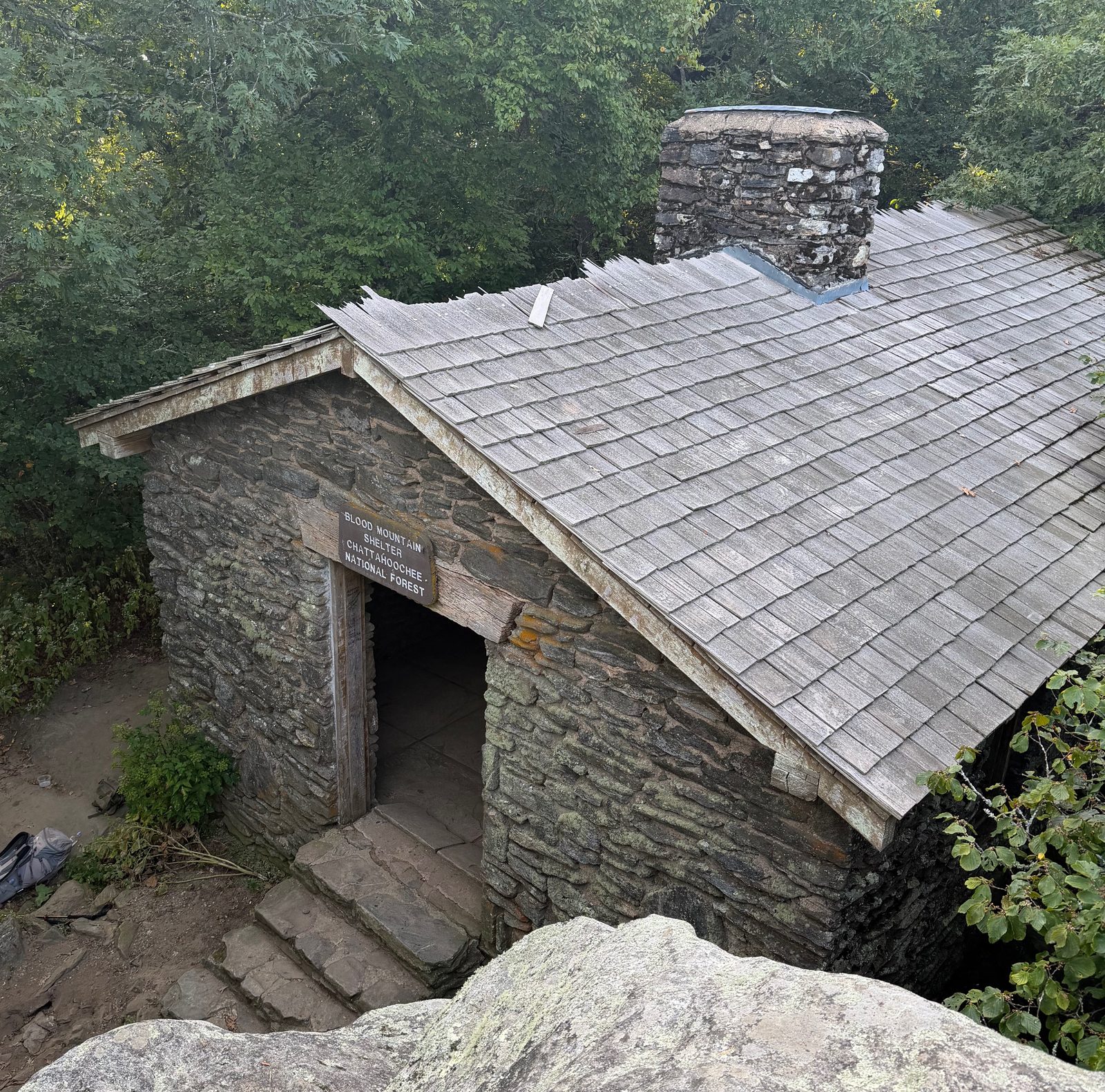 The stone Blood Mountain Shelter, Chattahoochee National Forest